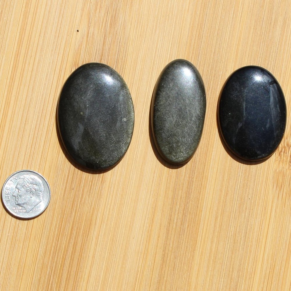 Gold Sheen Obsidian Cabochons (3)